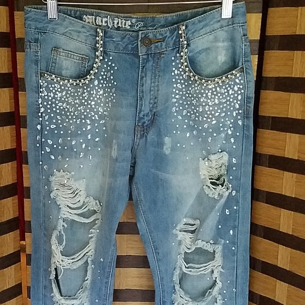 Machine BLING destroyed jeans - Picture 2 of 12